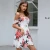 Import Weixin Shein Fashion Dropshipping Summer Womens Clothing Floral Print Halter White Chiffon Ruched Detail Skater Casual Dress from China