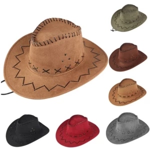 Western Fashion Unisex Grassland Sunshade leathe in bulk Cap cowboy straw hat