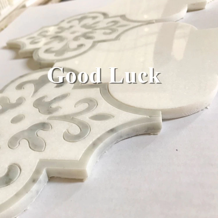 Buy White Natural Stone Mosaic Tiles Marble Mosaik Water Jet Mozaik