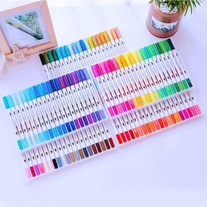 Wholesale 12/24/36/48/60/80/100 Colors Fineliners Water Color Art Markers Pen Dual Tip Brush Pens Set