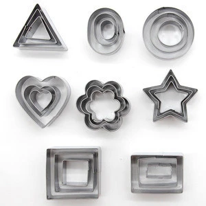 Wholesale 24PCS Baking Pastry Tools Heart Round Star Cookie Cutter 3D Stainless Steel Biscuit Cookie Cutters set