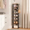 Wholesale best-selling living room furniture stable and powerful 8-story vertical shoe rack hooks in rustic brown