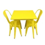 Wholesale cheap French restaurant used dining room furniture industrial vintage dining table with attached chair