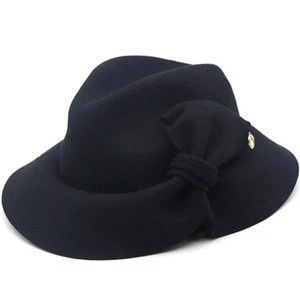 Wholesale Custom 2018 New Style Women Winter Wool Fancy Fedora  Formal Hat
