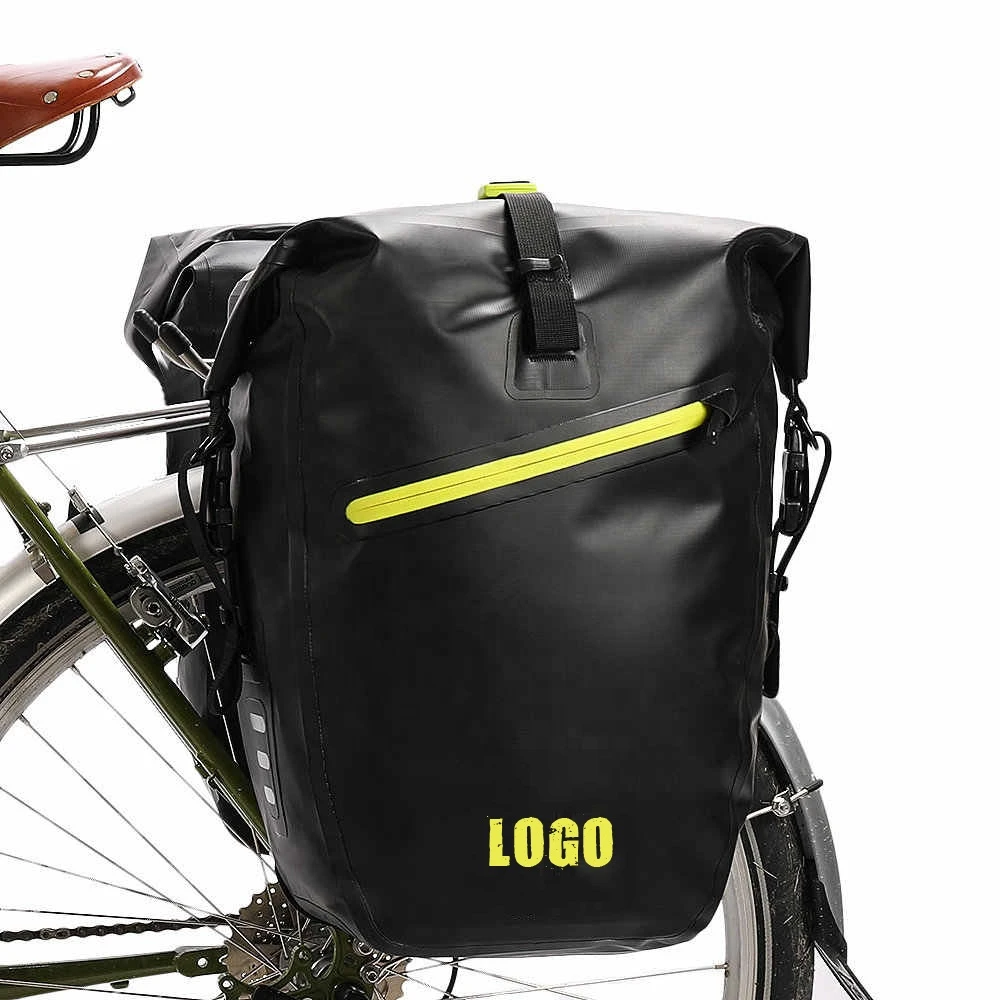 Wholesale custom bicycle saddle bags 100% Waterproof 25L strong double Pannier Bag High Frequency Welded For Cycling Bicycle