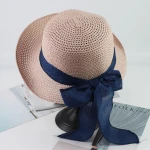 Wholesale custom straw hats ladies summer beach hats with large brims holiday sun hats