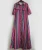 Import Wholesale Deep V Neck Colorful Stripe Rainbow Bohemian Chiffon Women Slit Dress from China