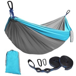 Wholesale Double &amp; Single person Portable Camping Parachute  Nylon Hammock with Tree Ropes strap