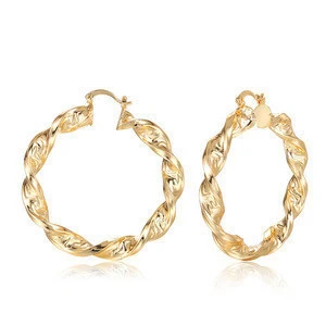 Wholesale fashion copper round hoop 18K gold plated exaggerated earrings