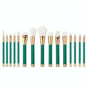 Wholesale Green 15pcs Cosmetics Tool Makeup Brush Set Makeup