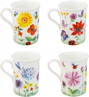 wholesale High quality customized color and logo new bone china ceramic Floral Design 9oz coffee mug