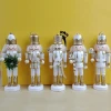 Wholesale Home Decorating 5pcs White Wooden Toy Soldier Nutcracker Craft Ornaments 13cm Xmas Doll Christmas Kid Table Decoration