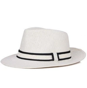 Wholesale multicolor britain style sunshade men straw fedora hat