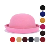 Wholesale Muti-color cheap blank girls woo felt hat trilby bowler cap