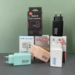 Wholesale OEM 65W GaN Charger EU/Us/UK 3 Pin QC3.0 USB Type-C 65W Travel Adapter Mobile Phone Charger 65W Laptop Charger Manufacturer