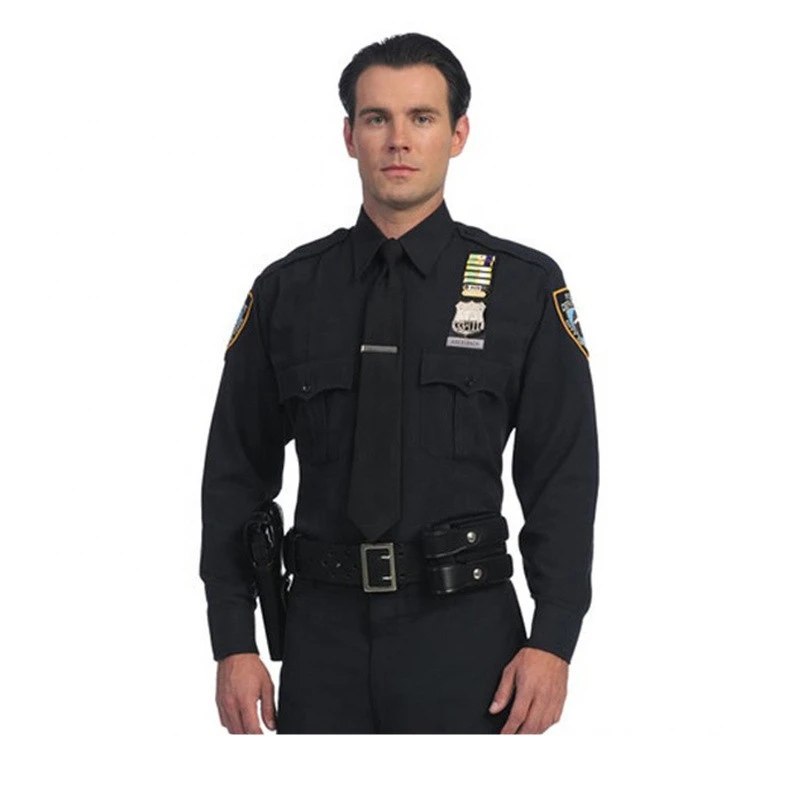 Wholesale Spring and Autumn Khaki and Black Security Uniform Shirt for Men