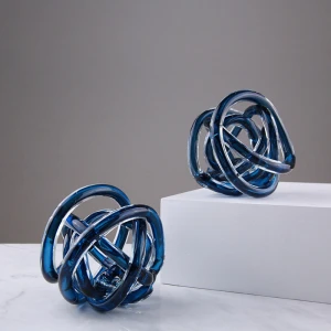 Wholesale Unique Luxury Desk Ornament Blue Glass Knot Scandinavian Home Decor Accessories