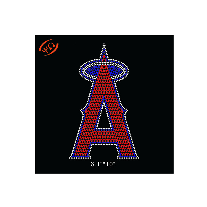 wholesales Crystal bling patches custom Los angels baseball team designs for garment