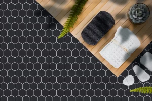 Wholesales traditional black porcelain hexagon ceramic mosaic tile for wall