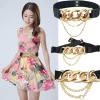 Wild Style Gold Chain Belt,Elastic Thick Chain Corset Girdle Belts