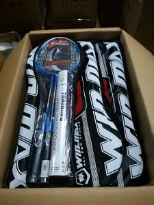 WINMAX hot sale stock lining badminton racket racquet set with 12 pcs nylon shuttlecocks