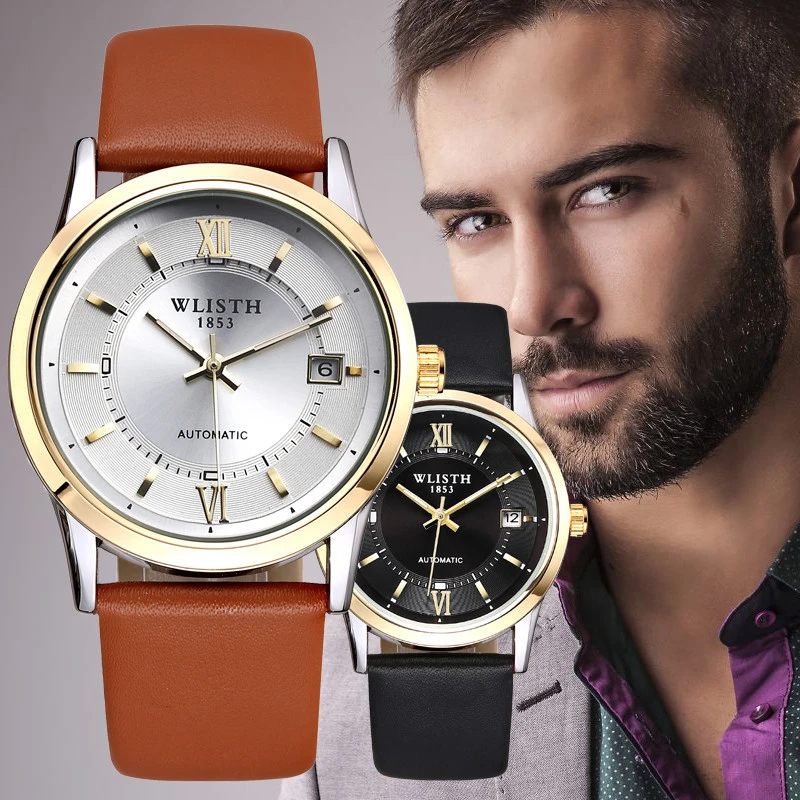Wlisth high-grade automatic mechanical watch waterproof business watch double-sided hollow gift form calendar automatic Wristwatches
