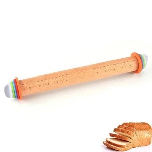 Wood Adjustable Rolling Pin With Removable Rings SW-BA21C