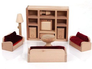 Wooden kids dollhouse miniatures furniture wholesale