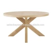 wooden modern design round shape teak wood with solid wooden base dining table