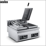 XEOLEO Dumpling Fry machine Dumpling fryer Fried buns machine Commercial Double pan Electric Skillet intelligent control 3000W*2
