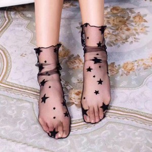 Zogift Summer transparent black socks soft short ankle silk socks women