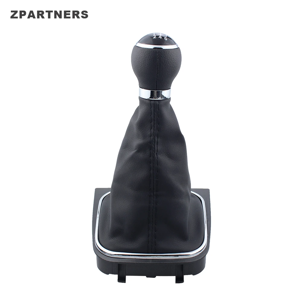 ZPARTNERS Custom Acrylic Genuine Leather With Manual Transmission Speed 5 6 Gear Stick Shift Lever Knob For VW Sagitar