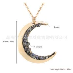 zz002 yiwu huilin Vintage amazon hot style moon shaped sticky ore necklace fashion accessories for ladies
