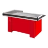 Supermarket Checkout Counter – Heavy-Duty Retail Cashier Desk with Conveyor Area & Bagging Shelf
