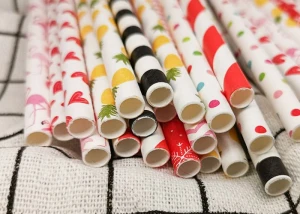 Customizable colors flexible eco-friendly disposable color flat mouth straight paper straws