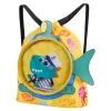 Kids Dinosaur Swim Backpack, Dry‑Wet Separation Waterproof Swimming Bag with Independent Shoe Compartment, Drawstring B