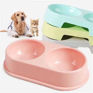 Oval pet double bowl pet food bowl cat bowl dog bowl Pet Water Food Dog Feeding Bowl