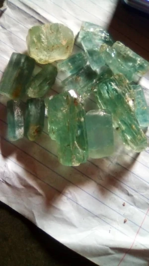 Aquamarine, various types available, either processed or raw versions