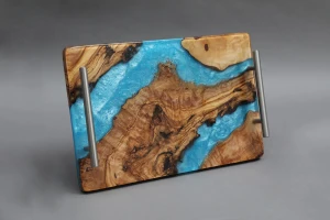 olive wood and resin serving tray