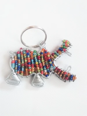 Wire Beaded Hippo Key ring