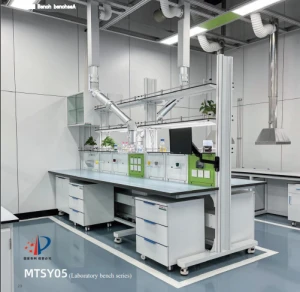 Modular Island Laboratory Bench with Utility Supply Modules for Scientific Laboratories