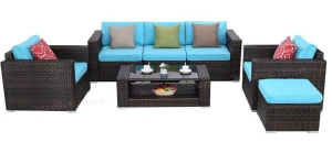 Elegant Three-Piece Rattan Sofa Set | Stylish & Durable Outdoor Furniture