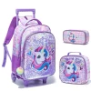 Kids School Rolling Backpack for Girls 3PCS With Trolley Wheeled Backpacks Rolling trolley School bag