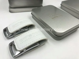 SL-007 promotional white PU leather usb memory 4gb 8gb