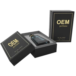 Black Hard Paper Cosmetic Packaging, Empty Rigid Perfume Box, Custom Logo Luxury Gift, Perfume Bottle Cosmetic Box