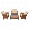 1 Loveseat 2 Single Chairs Cushion Glass Top Coffee Table for Garden 4 Piece Wicker Furniture