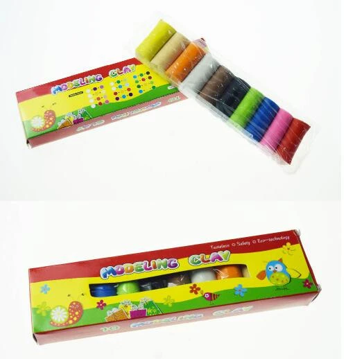 10 COLORS WITH TRANSPARENT TRAY 200g kids clay plasticine