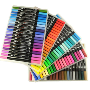 100 colors dual tip art brush pen with fineliner tip for drawing gift set