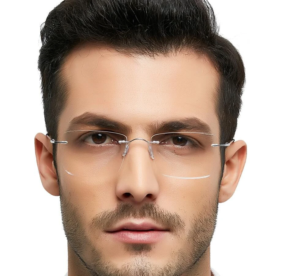 100% pure titan  Ultra-light Memory Titanium Alloy Myopia Eyeglasses Rimless Elasticity Optical Glasses Frame Men Eyewear