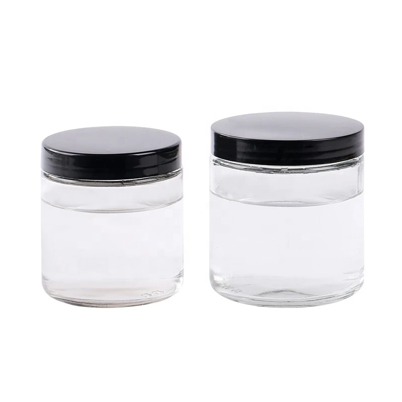 100g 150g 250g cosmetic transparent glass face cream jar with black plastic lid